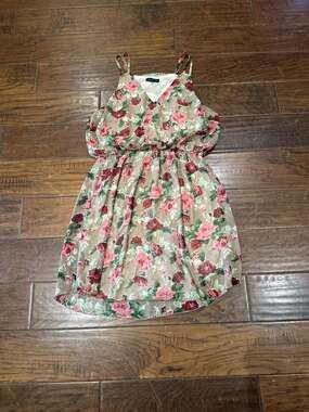 Cals Vintage Floral Sleeveless Mini Dress with Elastic Waist